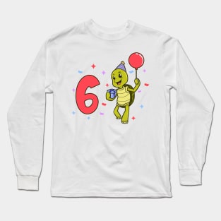 I am 6 with turtle - kids birthday 6 years old Long Sleeve T-Shirt